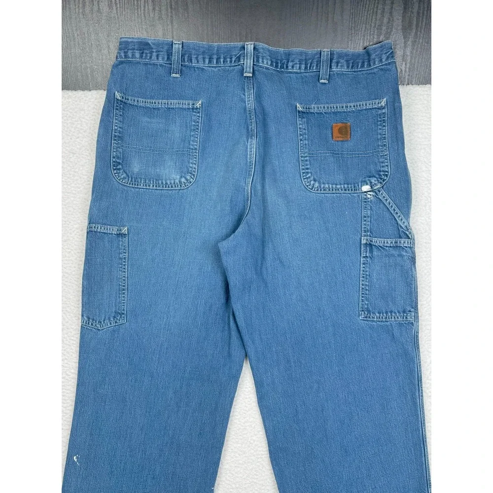 + Carhartt Straight Jeans Blue 40x34 Carpenter 382-83 Paint Distressed
